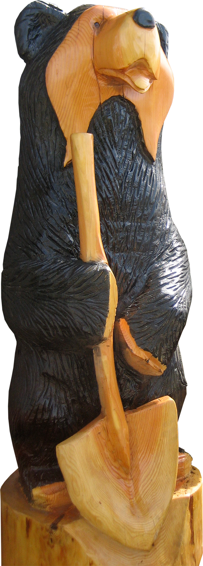 wood totem of black bear