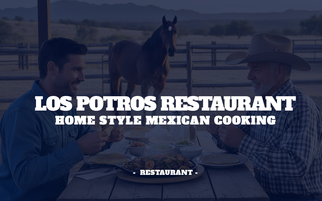 Father and son having a mixed fajitas from los Potros Restaurant