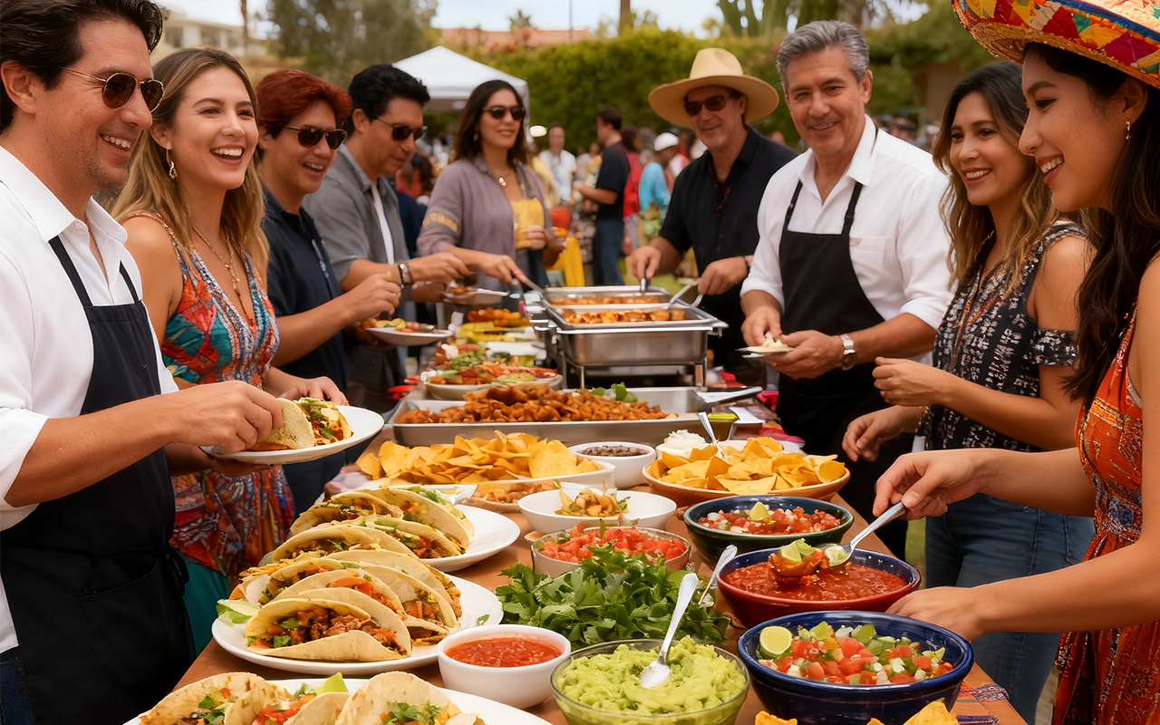 Group of friends having a mexican catering by Rancho Grande San Ramon